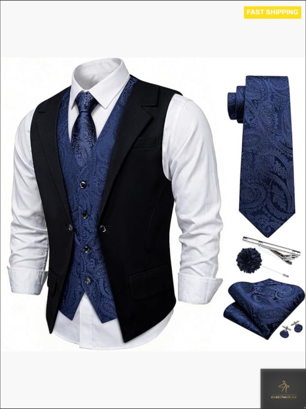 Silk Paisley Vest Set Formal Layered Business Tuxedo Wedding Party Elegant